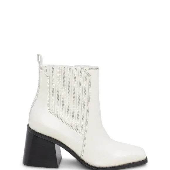 Vince Camuto White Western Ankle Boots with Black Heel - Picture 2 of 11